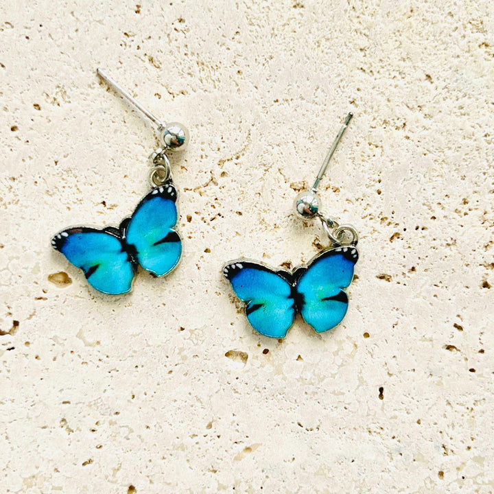 Blue / Purple Butterfly Drop Earrings