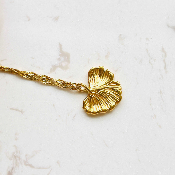 Golden Ginkgo Leaf Necklace