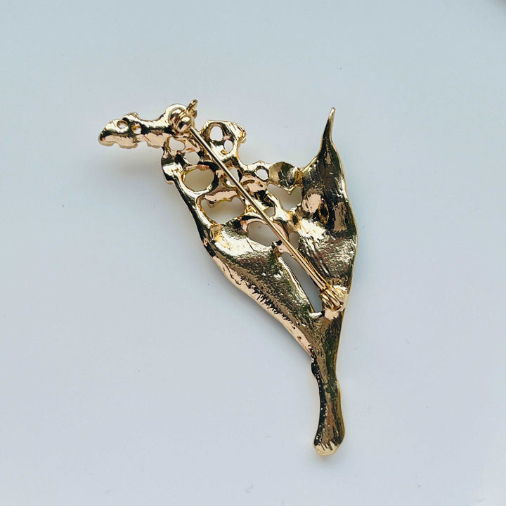Vintage Enamel Lily Of The Valley Flower Brooch