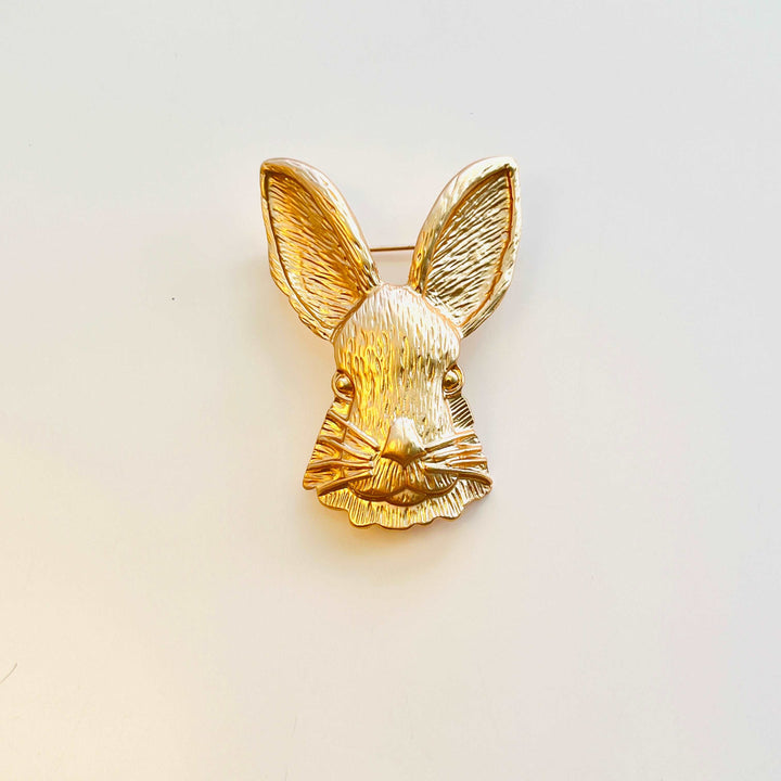 Natural Bunny Accessories Vintage Matte Gold Bunny Rabbit Brooch｜Easter Jewelry