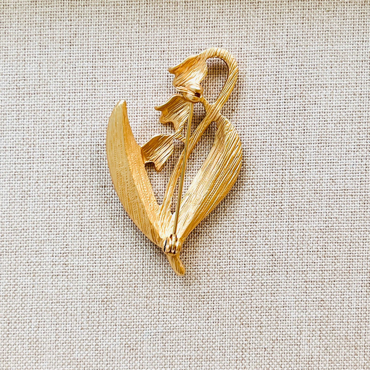 Vintage Matte Gold Lily of the Valley Brooch