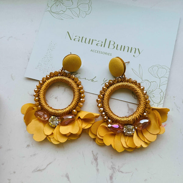 Shinning Sunflower Floral Earrings Natural Bunny 