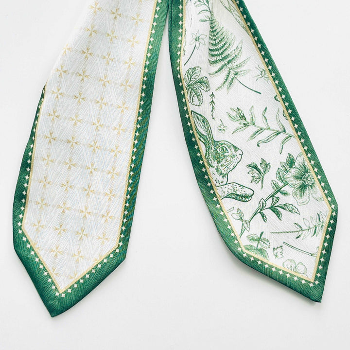 Green Rabbit Printed Skinny Scarf