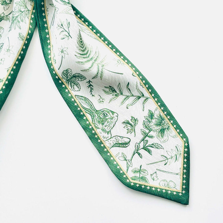 Green Rabbit Printed Skinny Scarf