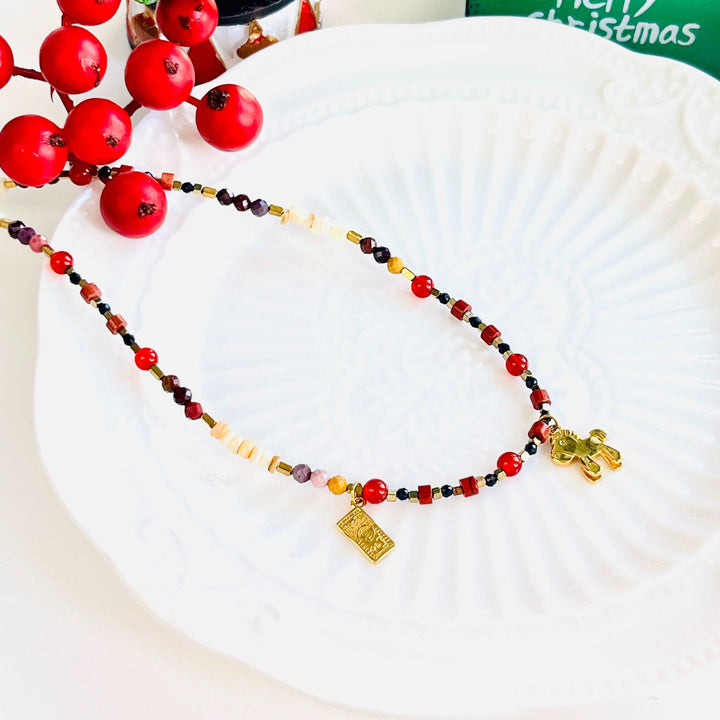 Lucky Horse Pendant Agate Shell Beaded Necklace