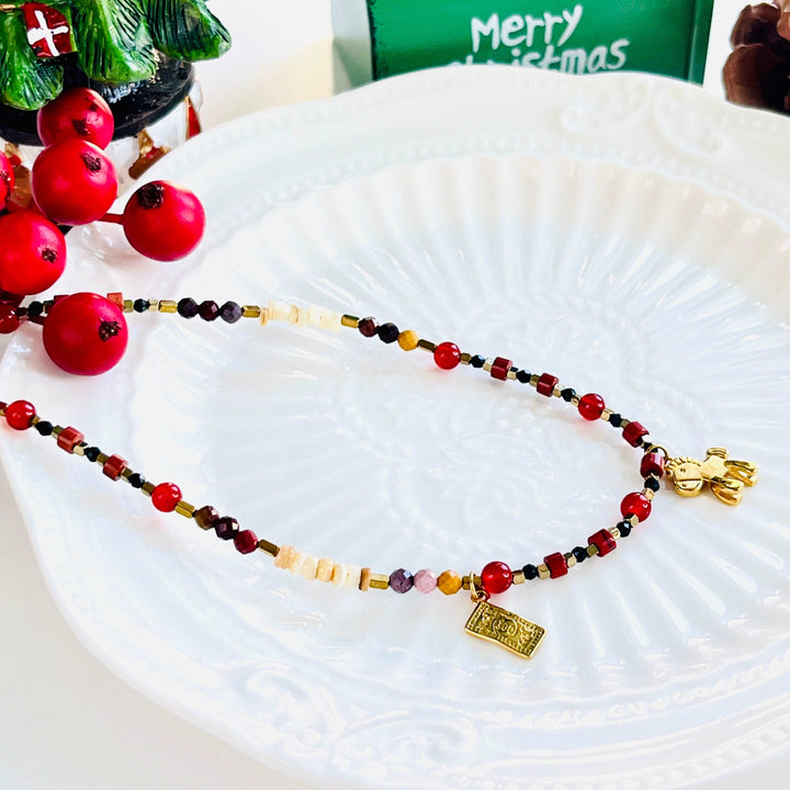 Lucky Horse Pendant Agate Shell Beaded Necklace