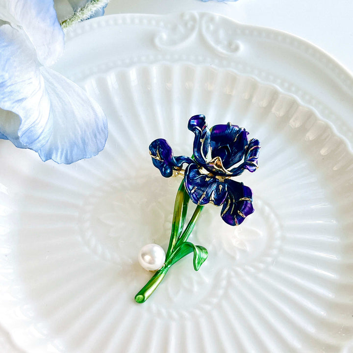 Elegant Iris Pearl Brooch