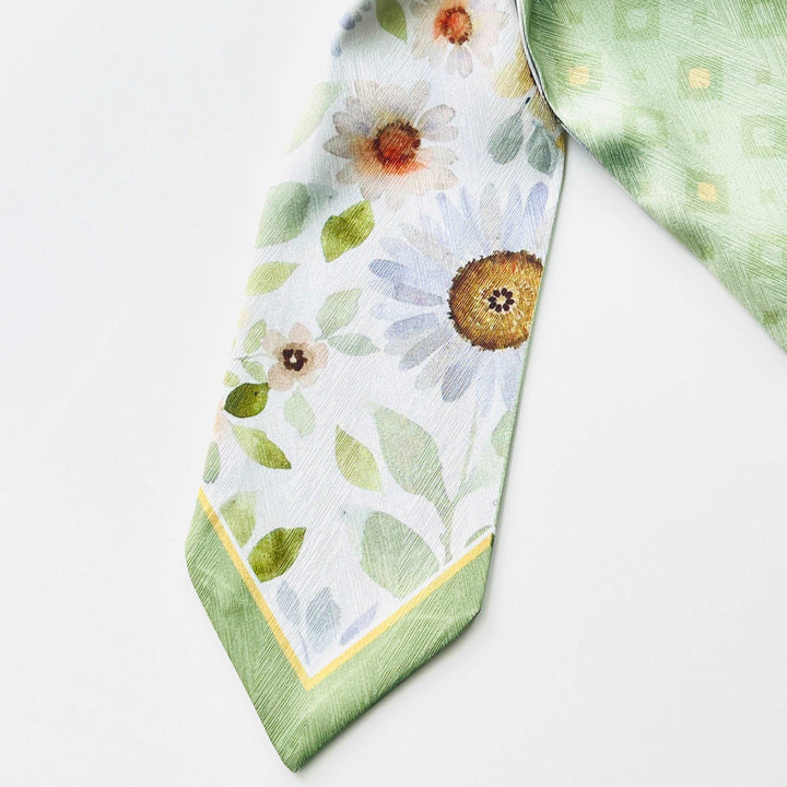 Green Sunflower Skinny Scarf