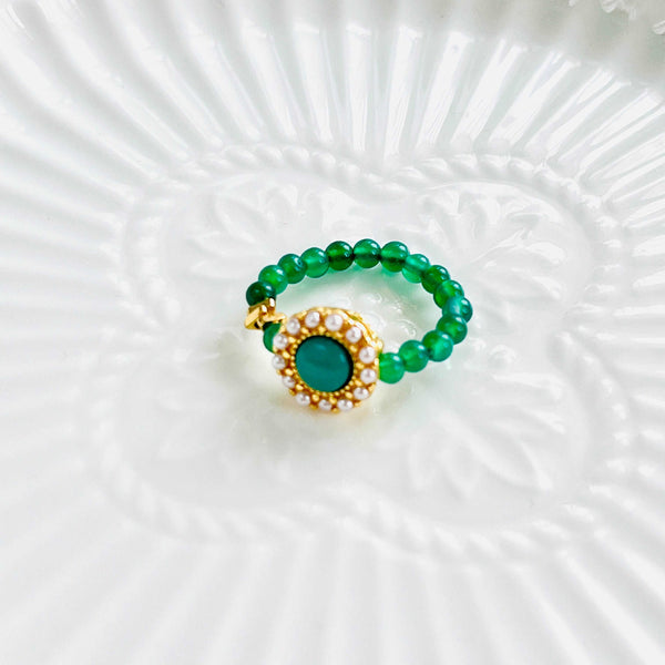 Emerald Green Beaded Ring