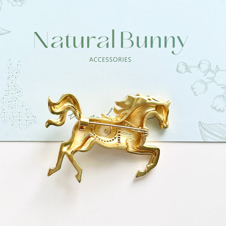 Golden Horse Brooch - Natural Bunny Accessories