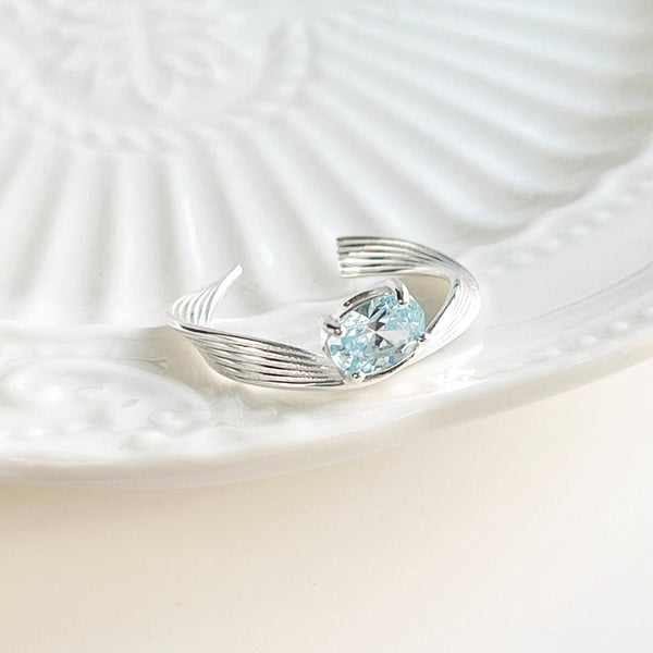 Sterling Silver Ocean Wave Open Ring - Natural Bunny Accessories