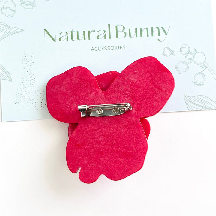 Acrylic Red Poppy Brooch - Natural Bunny Accessories