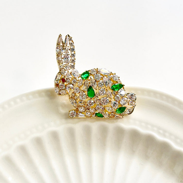 Adorable Crystal Rabbit Brooch - Natural Bunny Accessories