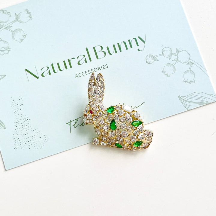 Adorable Crystal Rabbit Brooch - Natural Bunny Accessories
