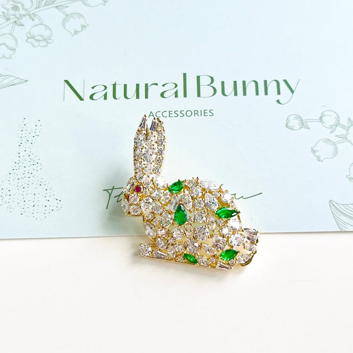 Adorable Crystal Rabbit Brooch - Natural Bunny Accessories