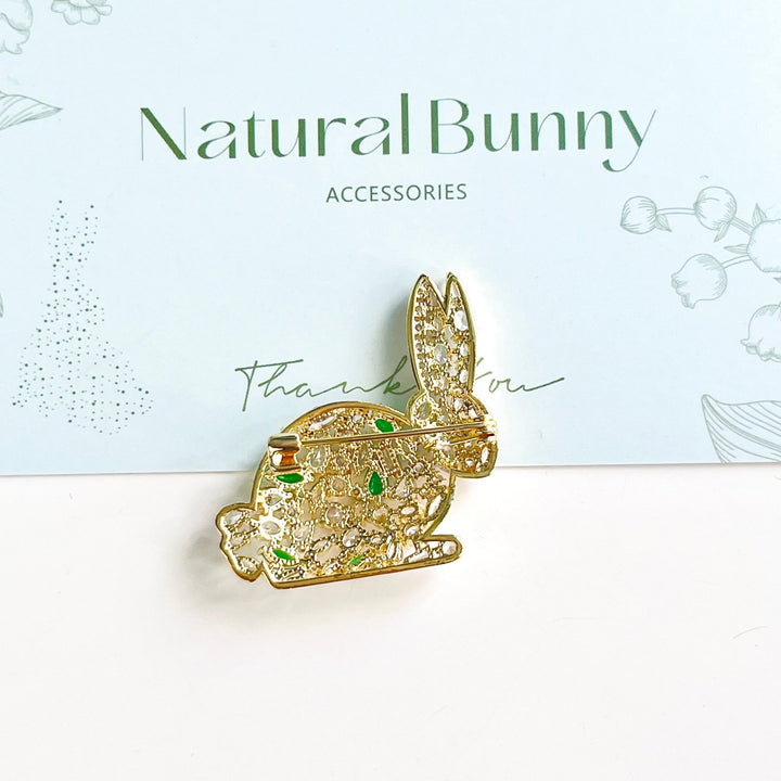 Adorable Crystal Rabbit Brooch - Natural Bunny Accessories