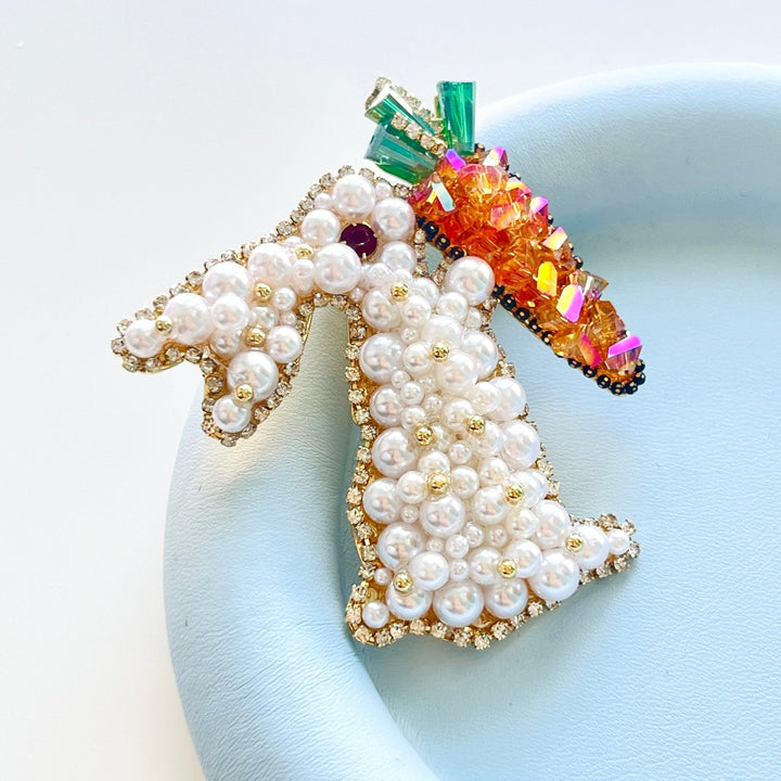 Adorable Pearl Rabbit & Carrot Brooch | Easter Bunny Jewelry – Natural ...