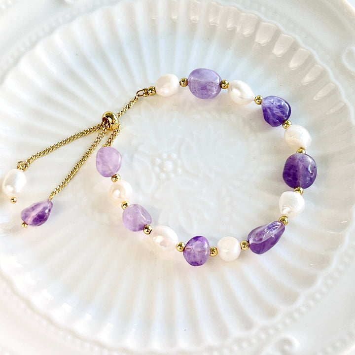 Amethyst & Freshwater Pearl Bracelet - Natural Bunny Accessories