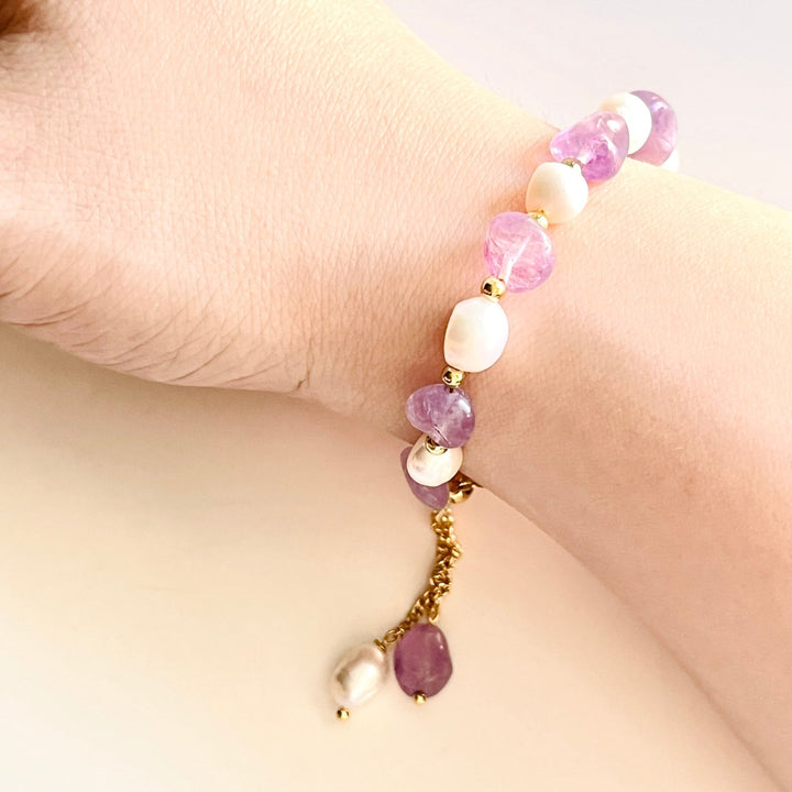 Amethyst & Freshwater Pearl Bracelet - Natural Bunny Accessories