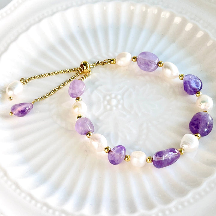 Amethyst & Freshwater Pearl Bracelet - Natural Bunny Accessories