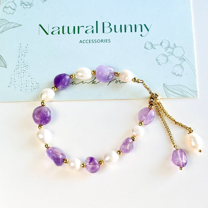 Amethyst & Freshwater Pearl Bracelet - Natural Bunny Accessories