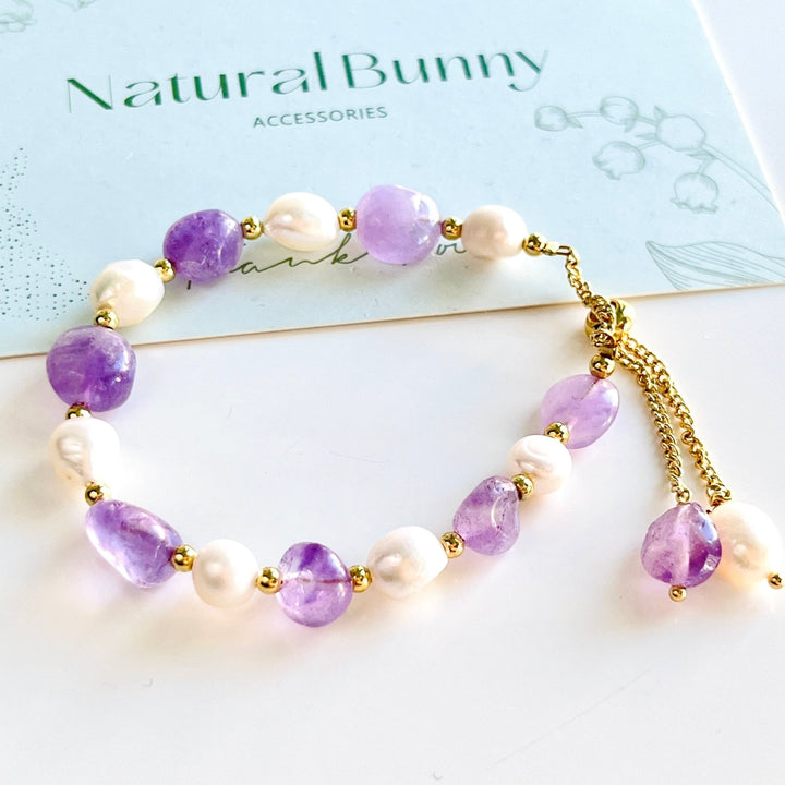 Amethyst & Freshwater Pearl Bracelet - Natural Bunny Accessories