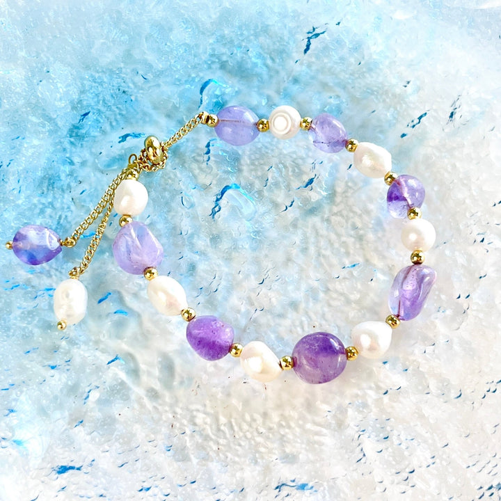Amethyst & Freshwater Pearl Bracelet - Natural Bunny Accessories