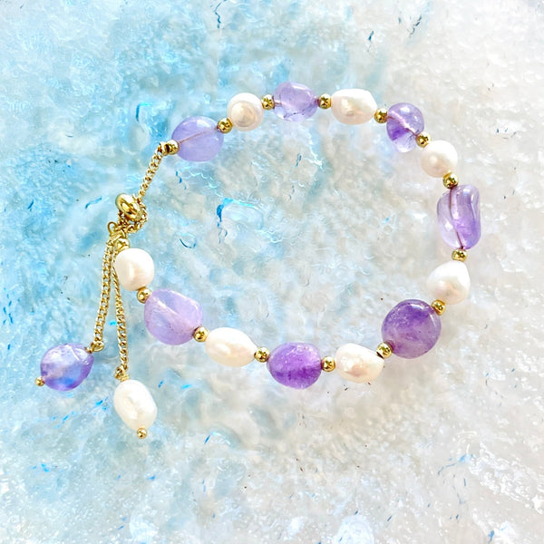 Amethyst & Freshwater Pearl Bracelet - Natural Bunny Accessories