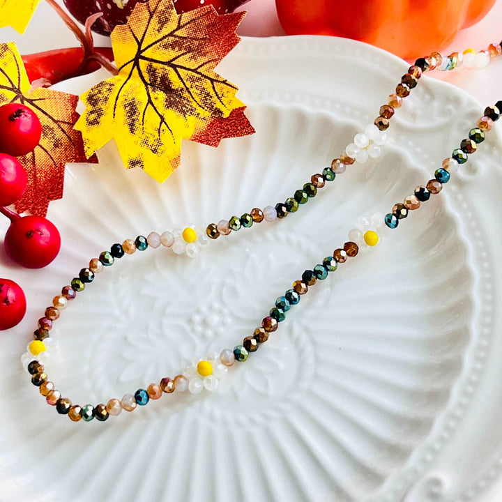 Autumn Daisy Beaded Necklace