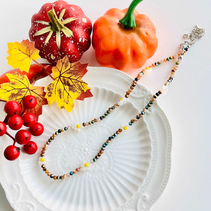Autumn Daisy Beaded Necklace