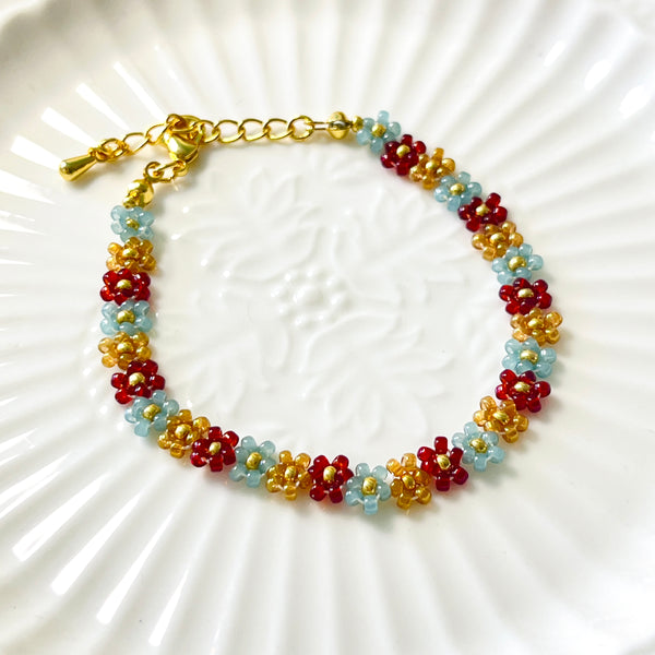 Autumn Daisy Chain Beaded Bracelet