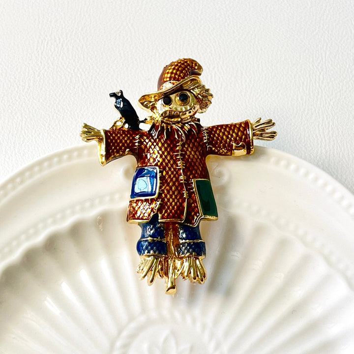 Autumn Harvest Scarecrow Brooch - Natural Bunny Accessories