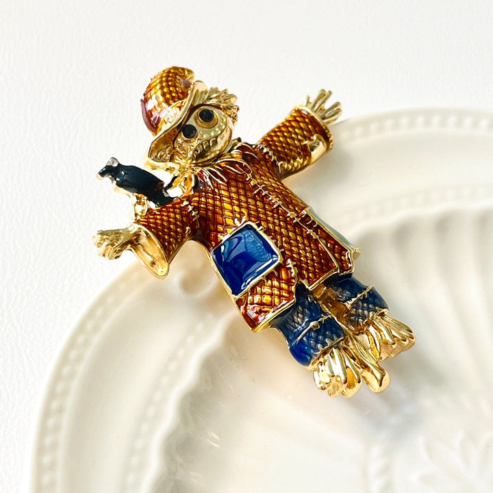 Autumn Harvest Scarecrow Brooch - Natural Bunny Accessories