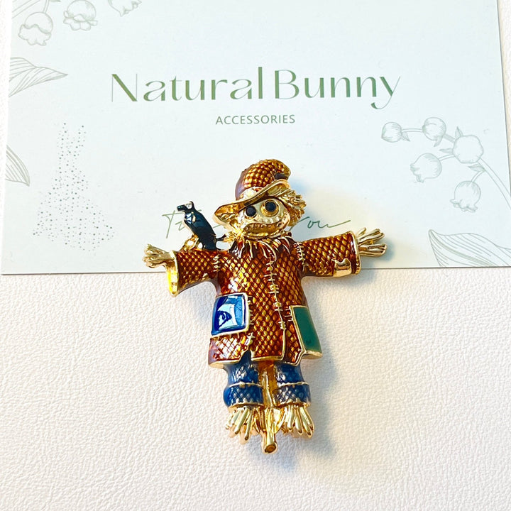 Autumn Harvest Scarecrow Brooch - Natural Bunny Accessories