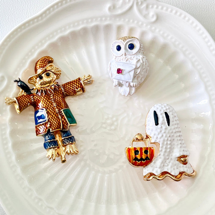 Autumn Harvest Scarecrow Brooch - Natural Bunny Accessories