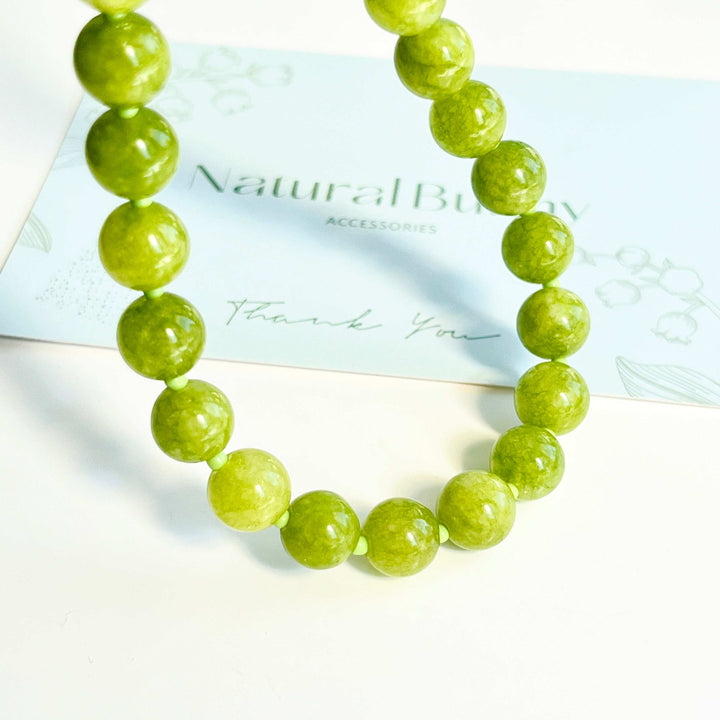 Avocado Green Beaded Necklace