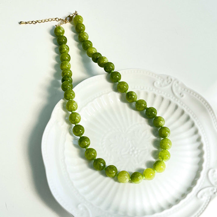 Avocado Green Beaded Necklace