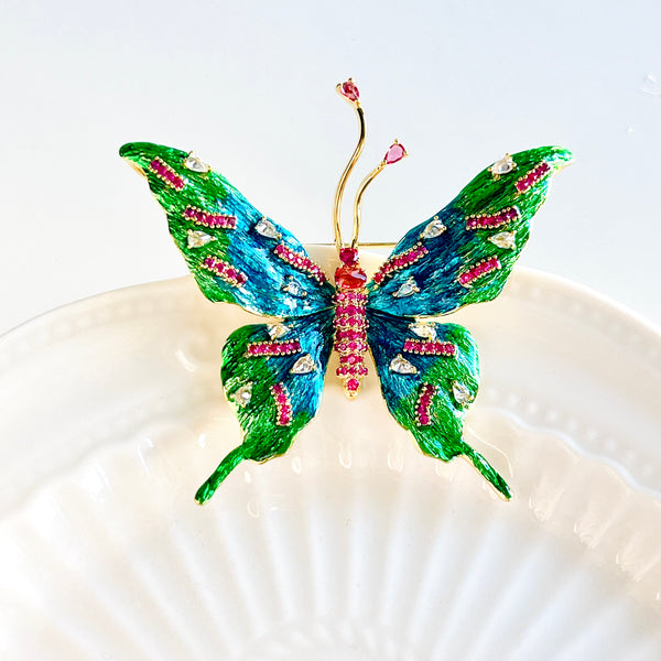 Beautiful Green Butterfly Brooch