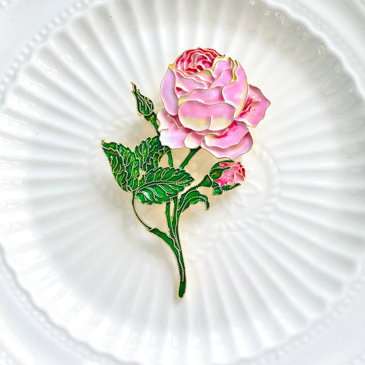 Beautiful Pink Rose Brooch - Natural Bunny Accessories