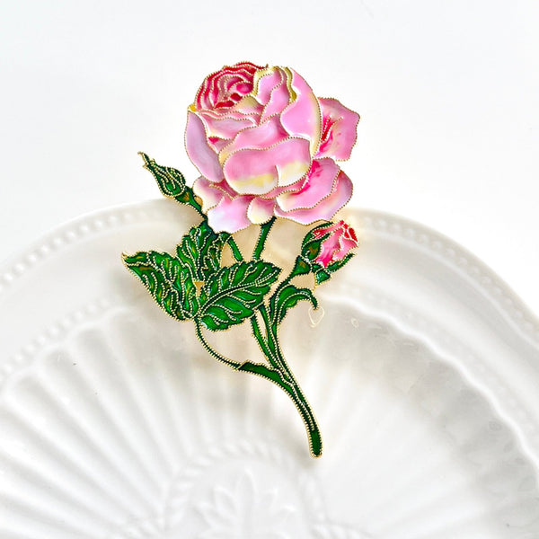 Beautiful Pink Rose Brooch - Natural Bunny Accessories
