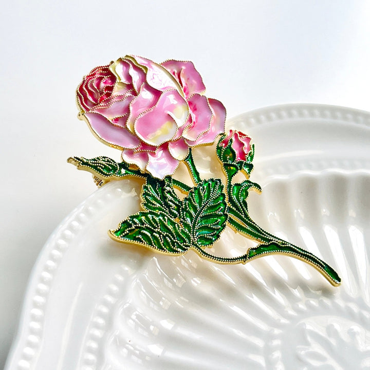Beautiful Pink Rose Brooch - Natural Bunny Accessories