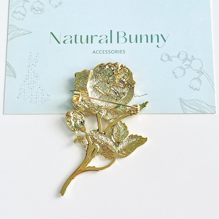 Beautiful Pink Rose Brooch - Natural Bunny Accessories