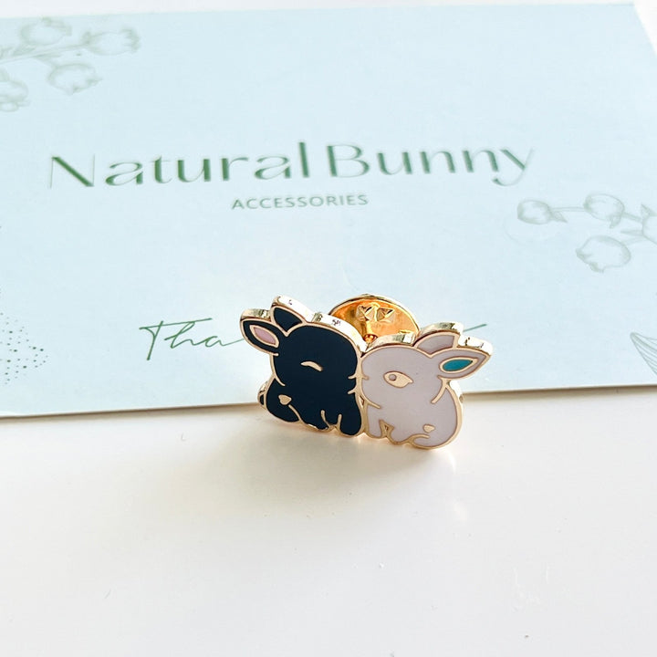 Rascal Rabit Pin Black Rabbit & White Rabbit Brooch Pin – Natural Bunny Accessories