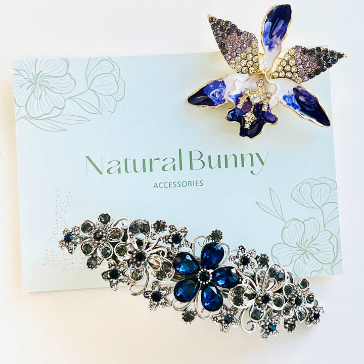 Black Velvet Petunias Hair Barrette