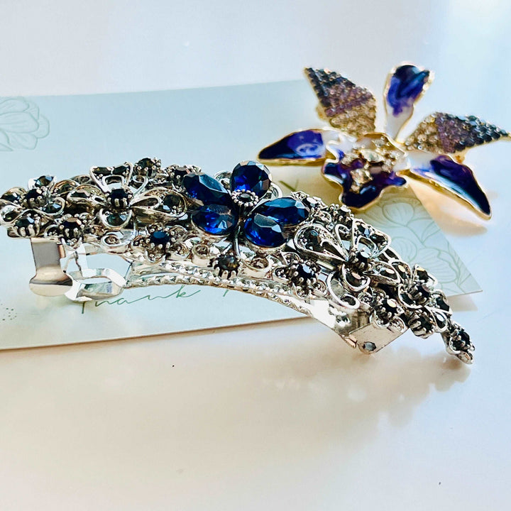 Black Velvet Petunias Hair Barrette