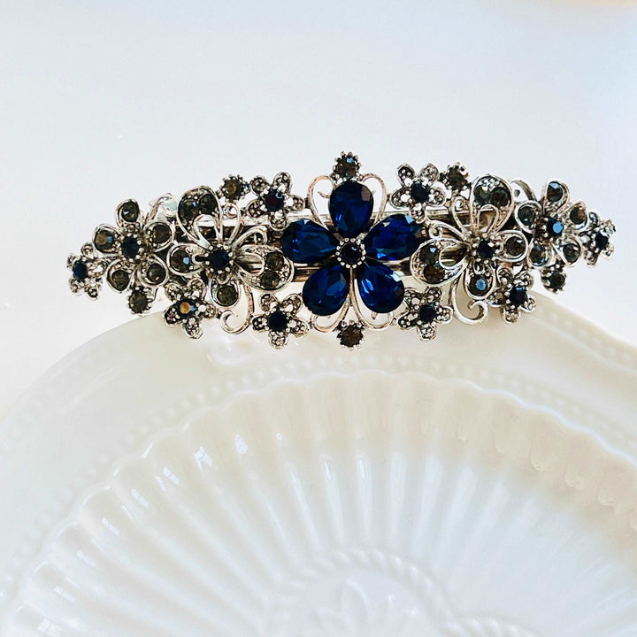 Black Velvet Petunias Hair Barrette