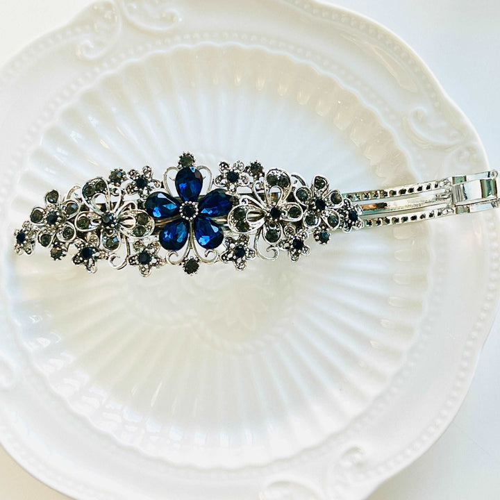 Black Velvet Petunias Hair Barrette