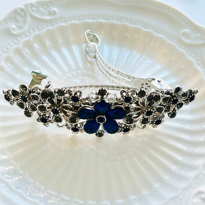 Black Velvet Petunias Hair Barrette