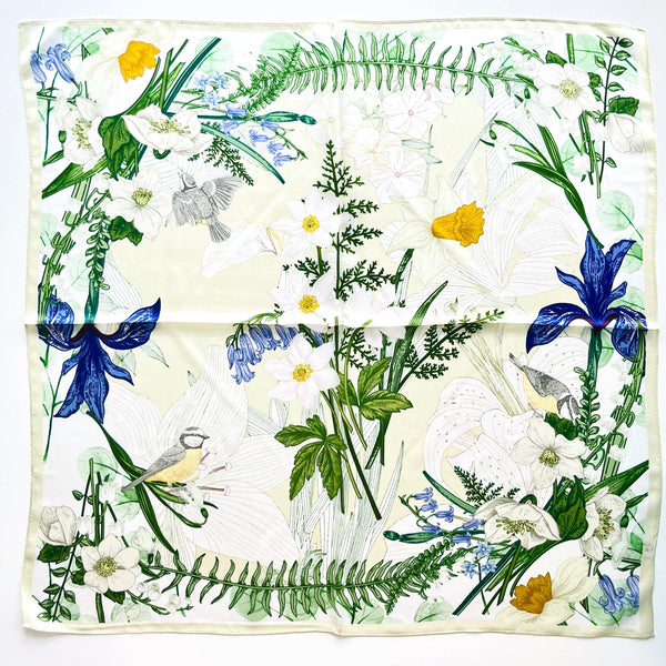 Blooming Flower Print Silk Scarf