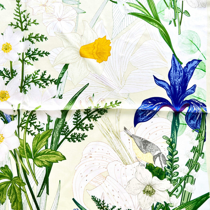 Blooming Flower Print Silk Scarf
